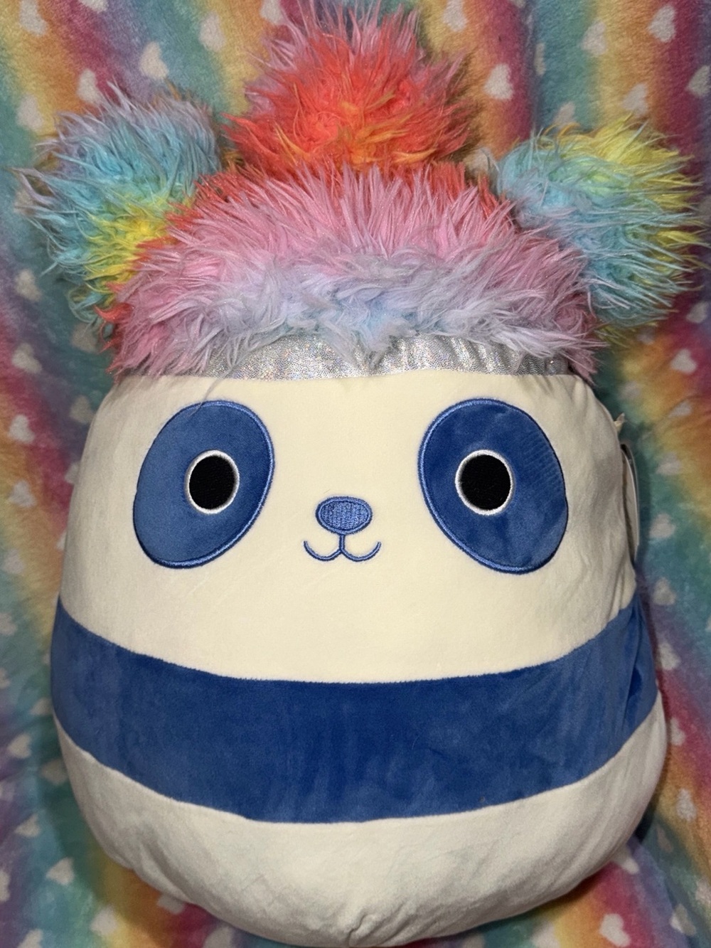 Keren Panda Squish-Doos Squishmallow Large NWT Rainbow Hair